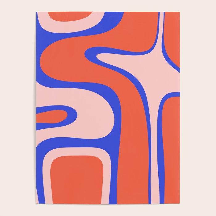 Copacetic Abstract Royal Blue Blush Pink Red Orange Poster Gallery Image 4