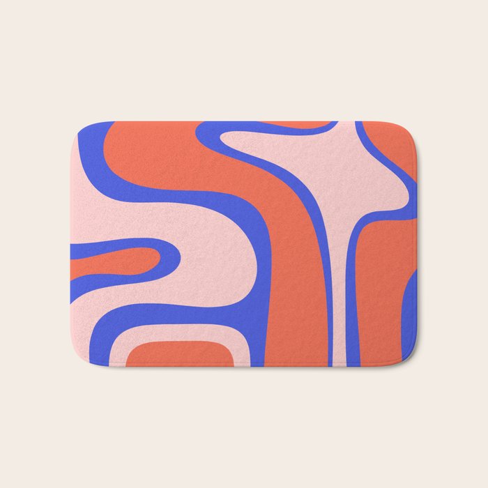 Copacetic Abstract Royal Blue Blush Pink Red Orange Bath Mat Gallery Image 1