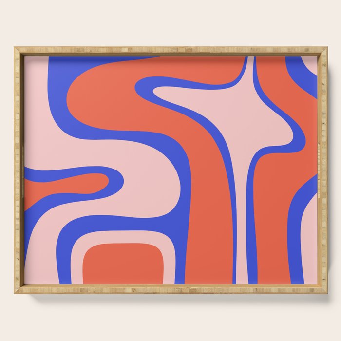 Copacetic Abstract Royal Blue Blush Pink Red Orange Serving Tray Gallery Image 1
