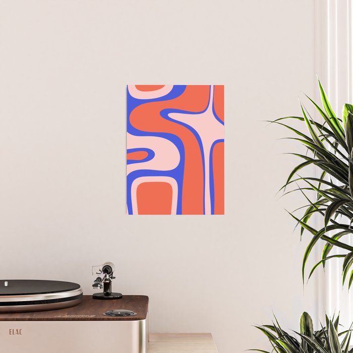 Copacetic Abstract Royal Blue Blush Pink Red Orange Poster Gallery Image 2