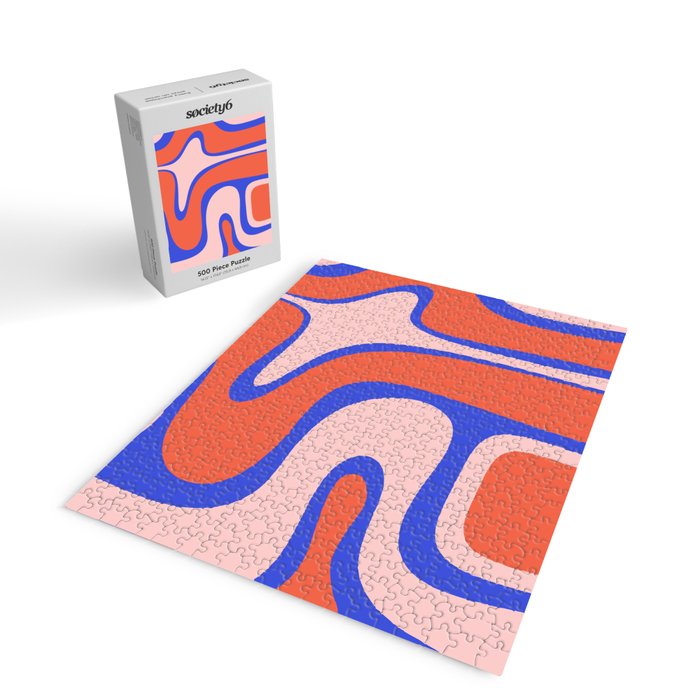 Copacetic Abstract Royal Blue Blush Pink Red Orange Jigsaw Puzzle Gallery Image 2
