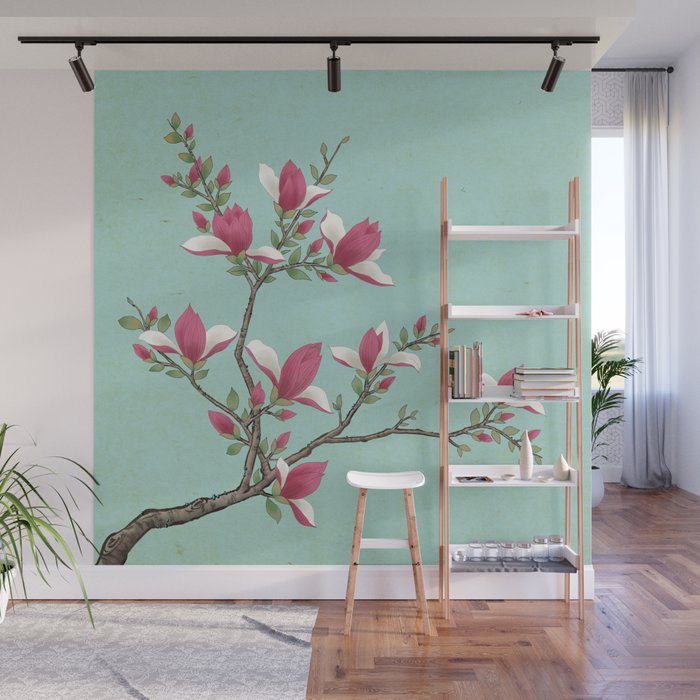 Magnolia : Minhwa-Korean traditional/folk art Wall Mural Gallery Image 1
