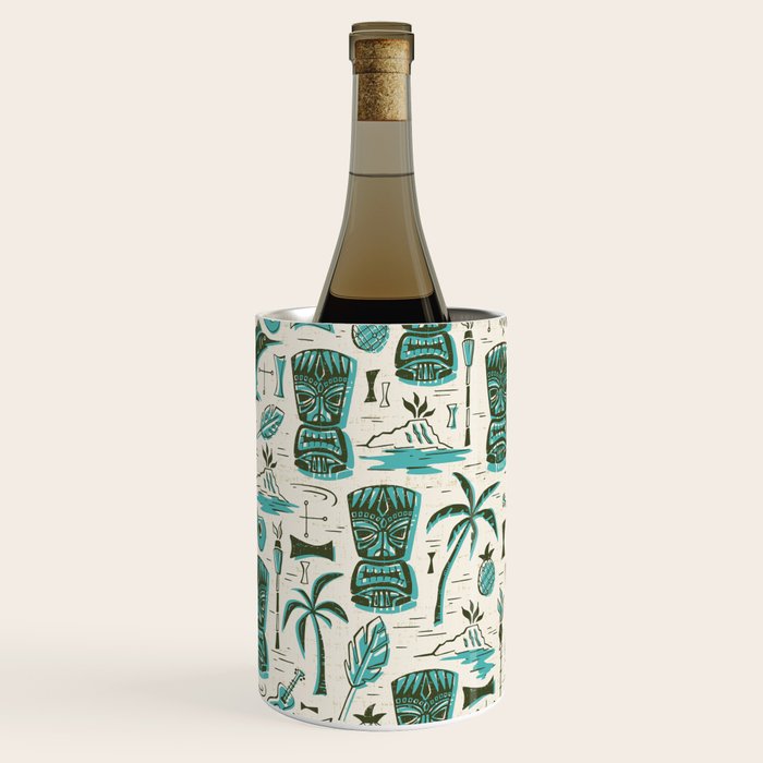 Tropical Tiki - Cream & Aqua Wine Chiller Gallery Image 2