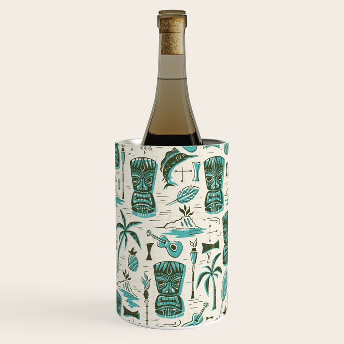 Tropical Tiki - Cream & Aqua Wine Chiller Gallery Image 1