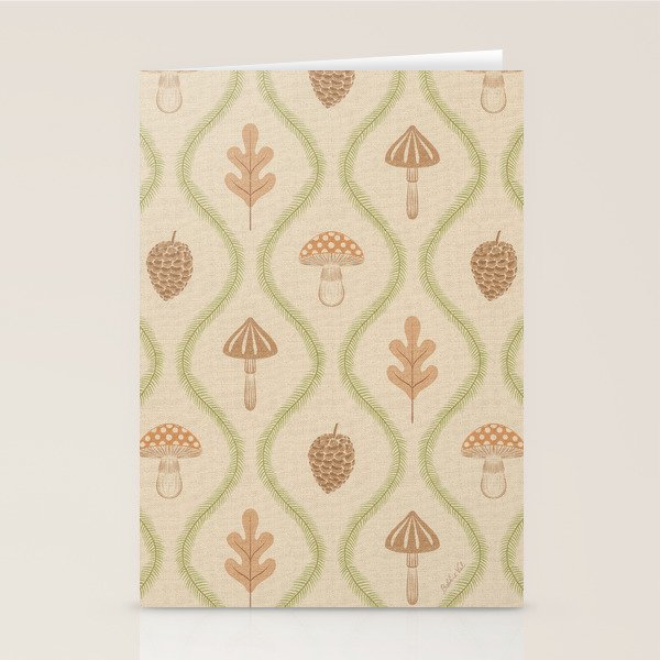 Vintage Pinecone Mushroom Forest Leaves Ogee Stationery Card Gallery Image 2