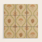 Vintage Pinecone Mushroom Forest Leaves Ogee Wood Wall Art Gallery Image 1