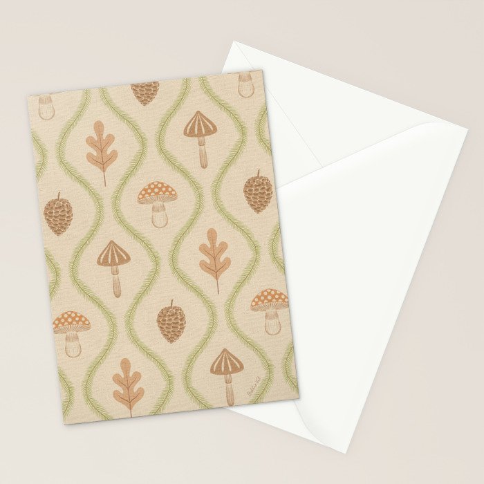 Vintage Pinecone Mushroom Forest Leaves Ogee Stationery Card Gallery Image 2