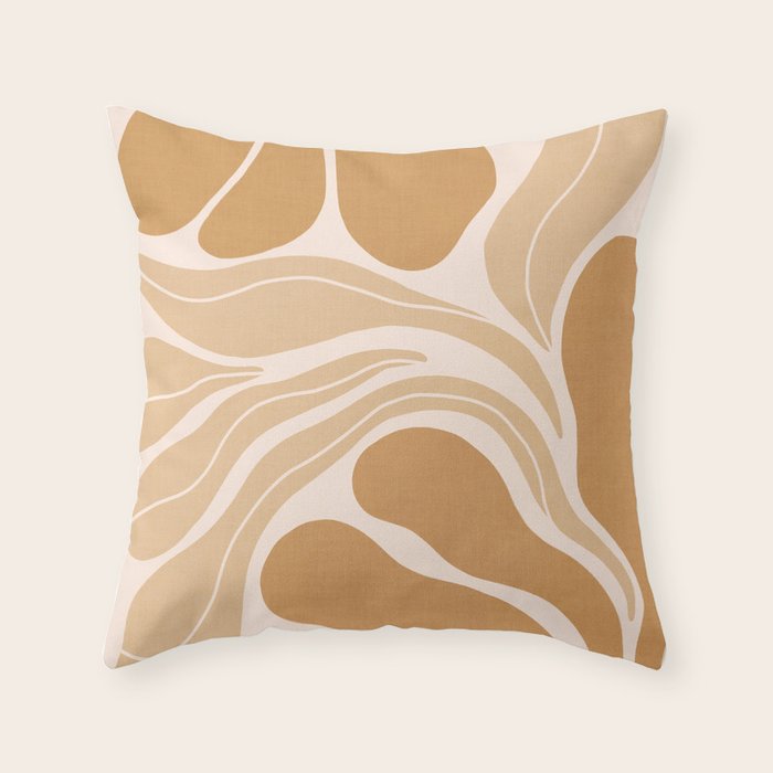 Modern Boho Art Nouveau Floral 2.3 Neutral Sand Throw Pillow Gallery Image 1