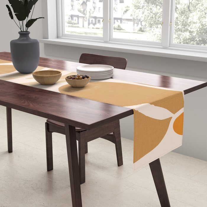Modern Boho Art Nouveau Floral 2.3 Neutral Sand Table Runner Gallery Image 2