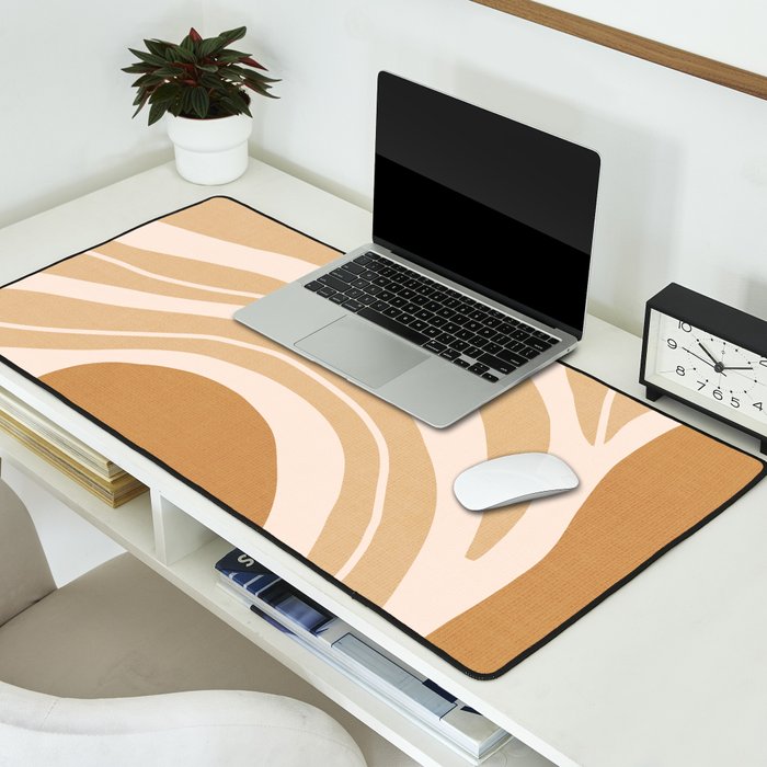 Modern Boho Art Nouveau Floral 2.3 Neutral Sand Desk Mat Gallery Image 2