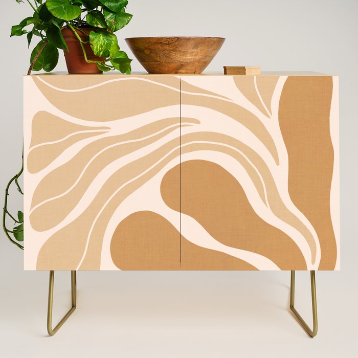Modern Boho Art Nouveau Floral 2.3 Neutral Sand Credenza Gallery Image 1