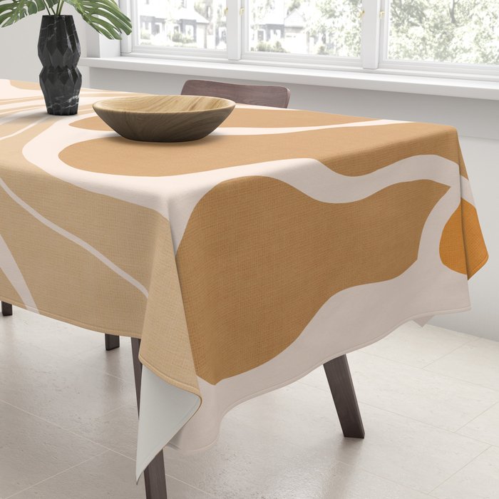 Modern Boho Art Nouveau Floral 2.3 Neutral Sand Tablecloth Gallery Image 3