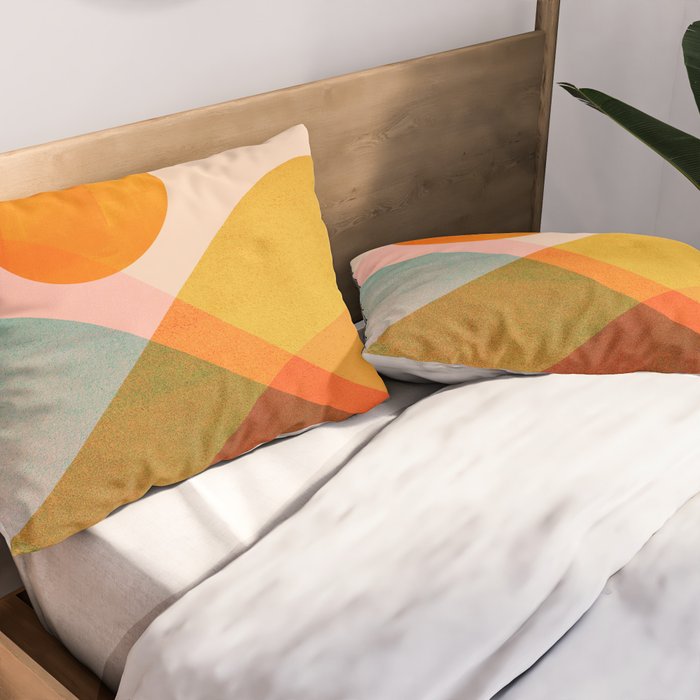Abstraction_SUNSET_LANDSCAPE_POP_ART_Minimalism_018X Pillow Sham Gallery Image 2