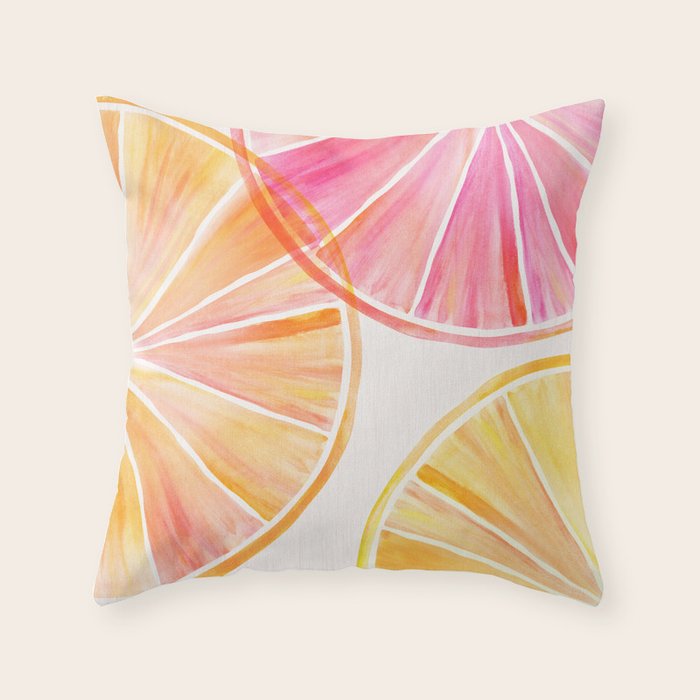 Summer Citrus Party Watercolor Throw Pillow Gallery Image 6