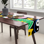 Retro cartoon sticker label pattern Table Runner Gallery Image 2