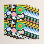 Retro cartoon sticker label pattern Wrapping Paper Gallery Image 3