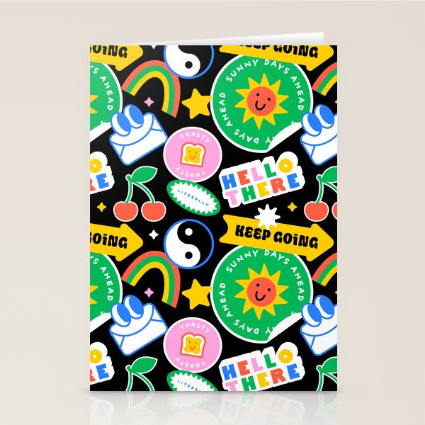 Retro cartoon sticker label pattern Stationery Card Gallery Image 1