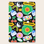 Retro cartoon sticker label pattern Cutting Board Gallery Image 1