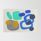 Mid Century Modern Abstract Minimalist Fun Colorful Shapes Marine Green Retro Vintage Fun Shapes Rug Gallery Image 2