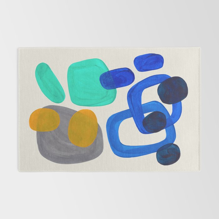 Mid Century Modern Abstract Minimalist Fun Colorful Shapes Marine Green Retro Vintage Fun Shapes Rug Gallery Image 2