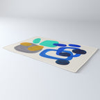 Mid Century Modern Abstract Minimalist Fun Colorful Shapes Marine Green Retro Vintage Fun Shapes Rug Gallery Image 3