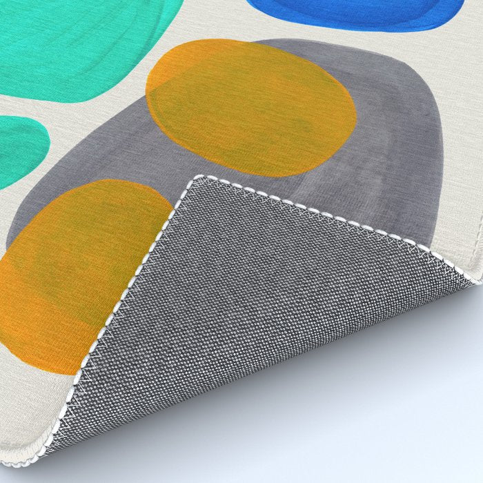 Mid Century Modern Abstract Minimalist Fun Colorful Shapes Marine Green Retro Vintage Fun Shapes Rug Gallery Image 4