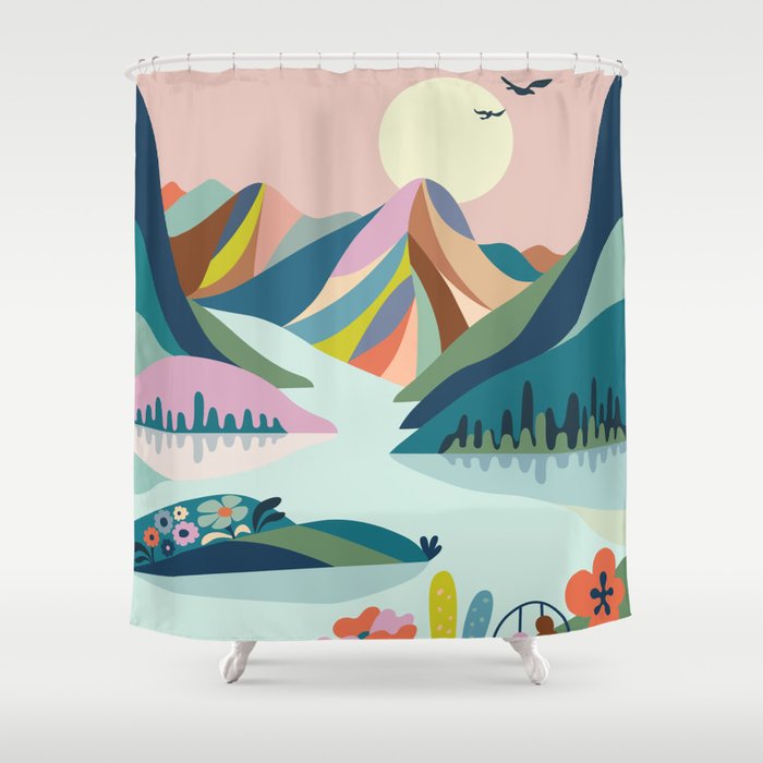 Modern Scenic Mountains  Shower Curtain Gallery Image 1