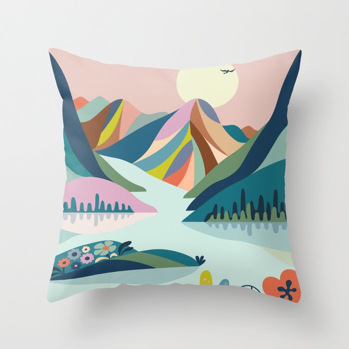 Modern Scenic Mountains  Throw Pillow Gallery Image 1
