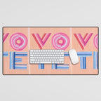 Vote Hand Lettering on Peach Watercolor Background Desk Mat Gallery Image 1