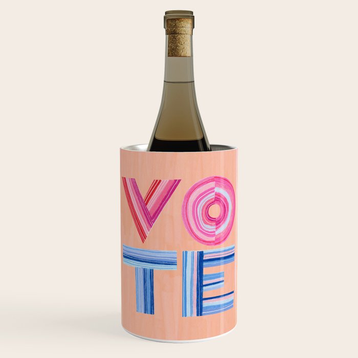 Vote Hand Lettering on Peach Watercolor Background Wine Chiller Gallery Image 1