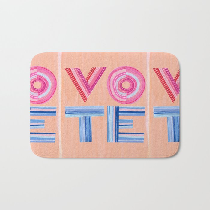 Vote Hand Lettering on Peach Watercolor Background Bath Mat Gallery Image 1