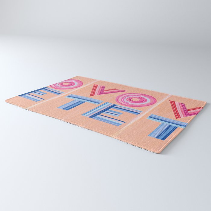 Vote Hand Lettering on Peach Watercolor Background Rug Gallery Image 3