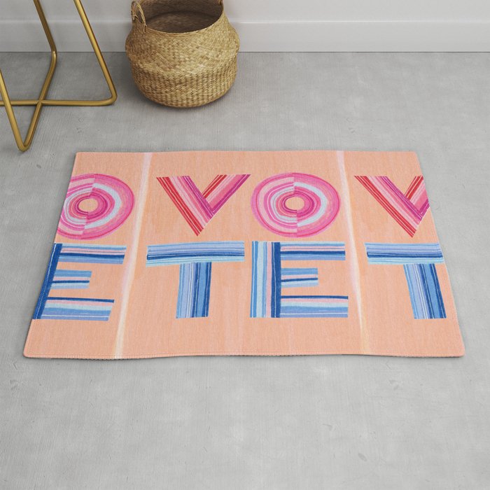 Vote Hand Lettering on Peach Watercolor Background Rug Gallery Image 1