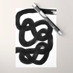 Knots Black & White Minimalist Ink Tribal Mid Century Pattern Dark Painting Pattern Wrapping Paper Gallery Image 1