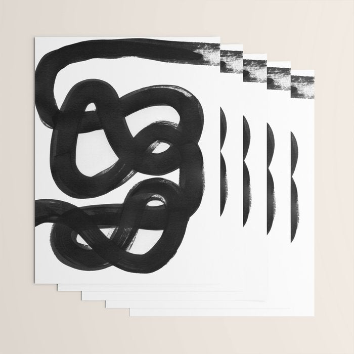 Knots Black & White Minimalist Ink Tribal Mid Century Pattern Dark Painting Pattern Wrapping Paper Gallery Image 3