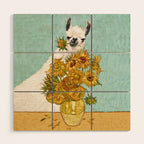 Naughty Llama and The Sunflowers Wood Wall Art Gallery Image 1