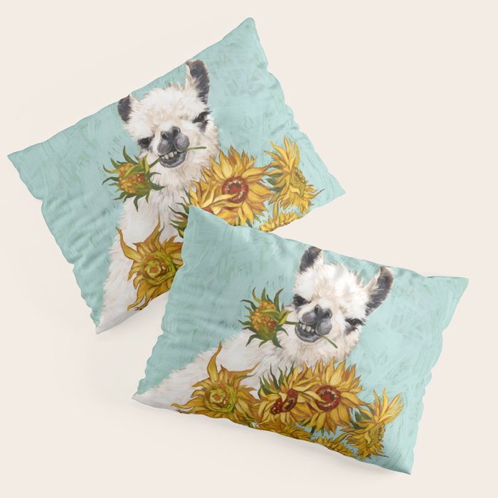 Naughty Llama and The Sunflowers Pillow Sham Gallery Image 3