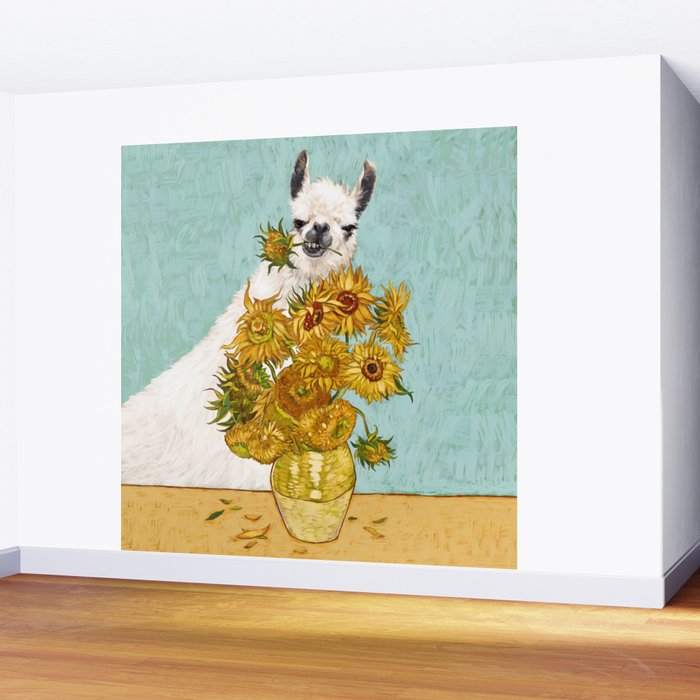 Naughty Llama and The Sunflowers Wall Mural Gallery Image 2