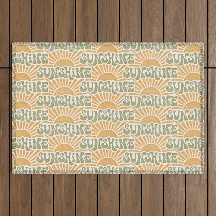 Sunshine - gold and green Outdoor Rug Gallery Image 1