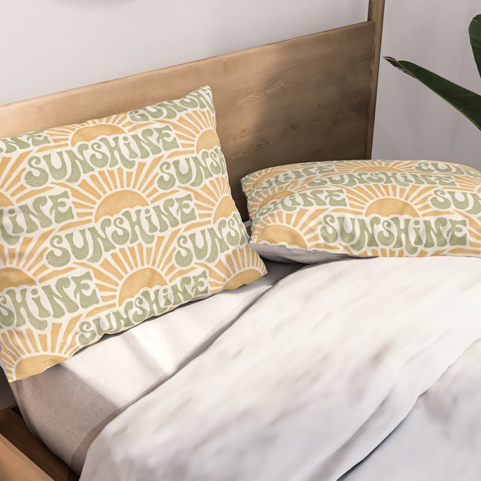 Sunshine - gold and green Pillow Sham Gallery Image 2