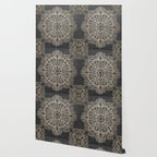 Mandala White Gold on Dark Gray Wallpaper Gallery Image 2