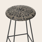 Mandala White Gold on Dark Gray Stool Gallery Image 2