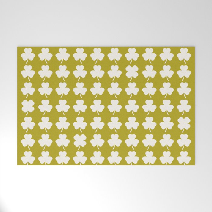 Clovers XX Chartreuse Botanical Pattern Welcome Mat Gallery Image 1