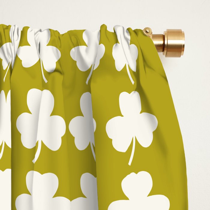 Clovers XX Chartreuse Botanical Pattern Window Curtain Gallery Image 2