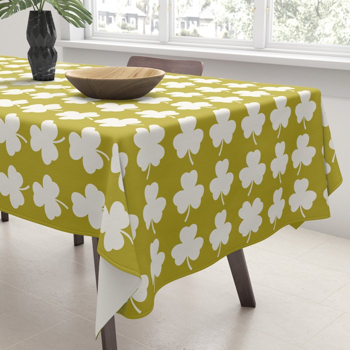 Clovers XX Chartreuse Botanical Pattern Tablecloth Gallery Image 3