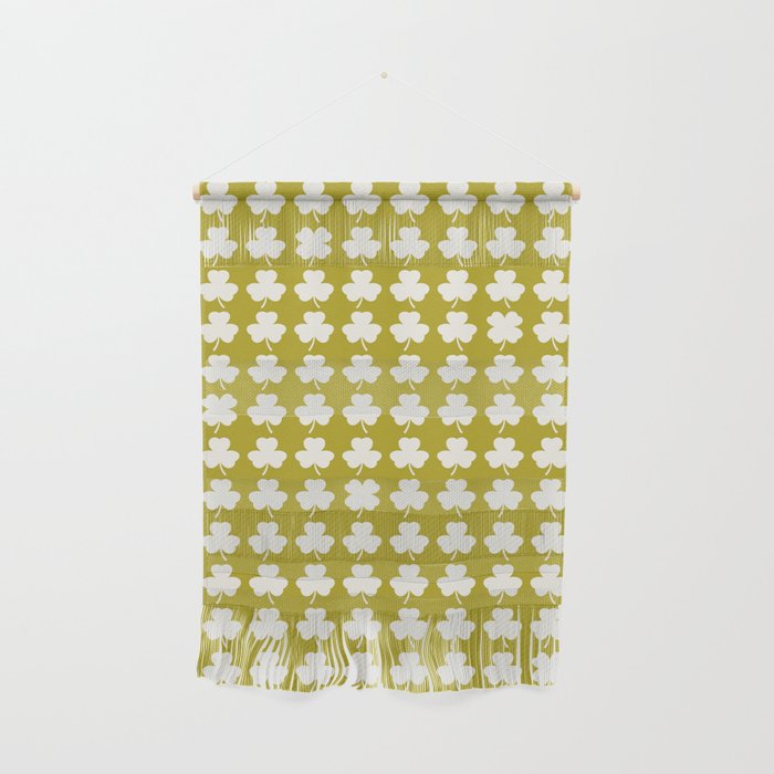 Clovers XX Chartreuse Botanical Pattern Wall Hanging Gallery Image 1