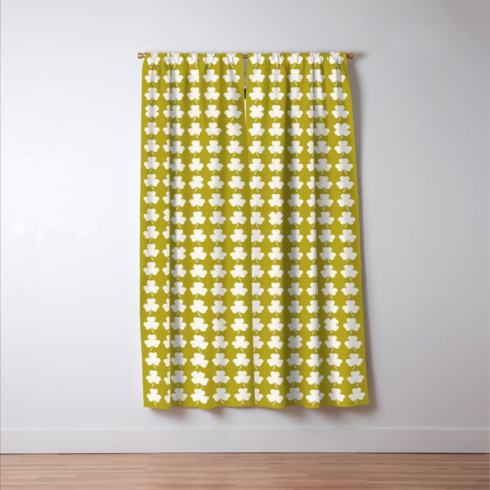 Clovers XX Chartreuse Botanical Pattern Window Curtain Gallery Image 3