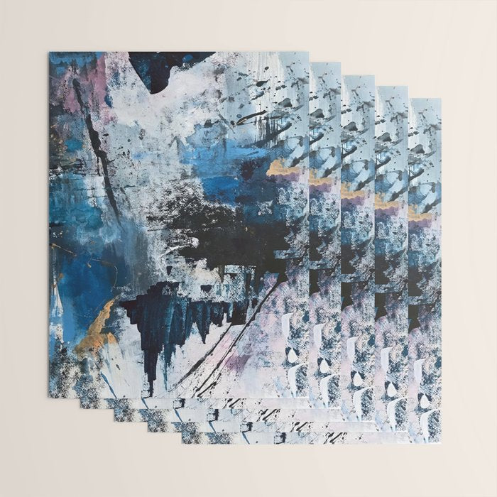 Breathe: colorful abstract in black, blue, purple, gold and white Wrapping Paper Gallery Image 3