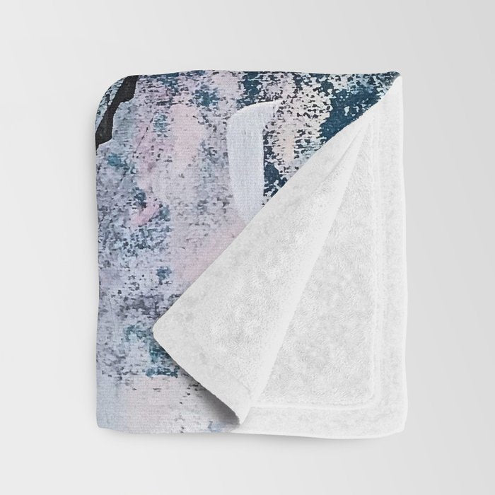 Breathe: colorful abstract in black, blue, purple, gold and white Throw Blanket Gallery Image 3