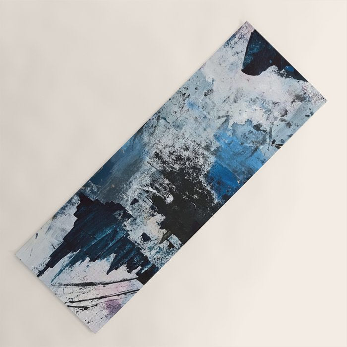 Breathe: colorful abstract in black, blue, purple, gold and white Yoga Mat Gallery Image 1